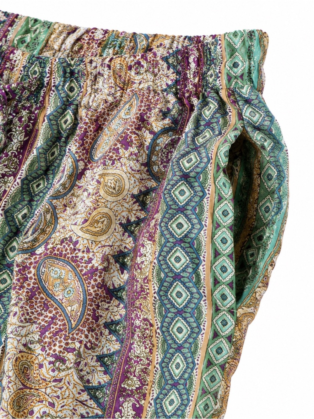 Boca Bay Petite Large Paisley Rayon Pull-On Crop Pants Boho Resort - Picture 12 of 16